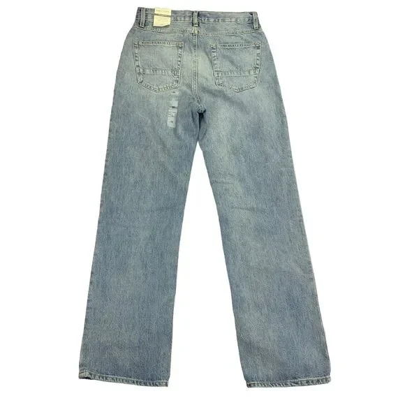 Sun + Stone Mens Relaxed Straight Fit Faded Jeans Light Blue 29 - Picture 3 of 5